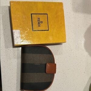 Fendi Striped Black and Brown Wallet